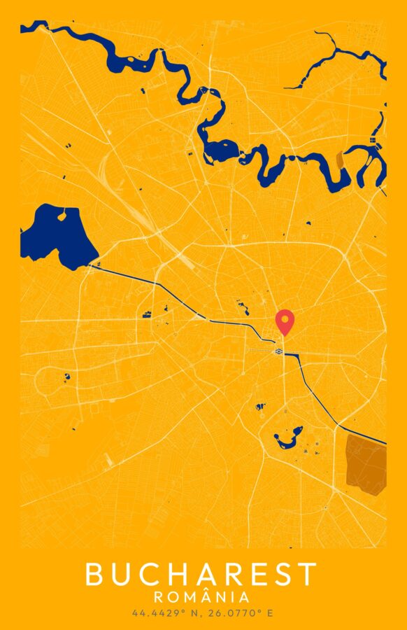 Vibrant Bucharest: Modern Minimalist City Map