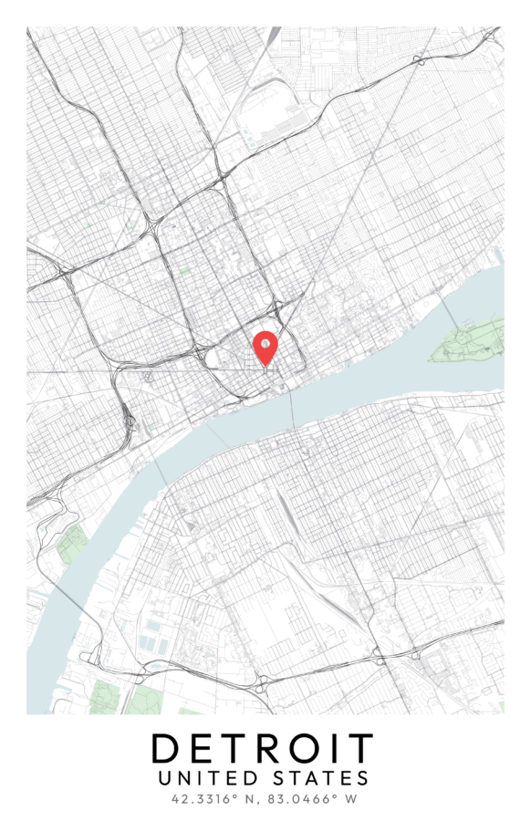 Detroit City Map Poster