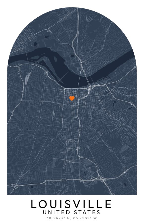 Louisville Arch: Minimalist Navy Map Art