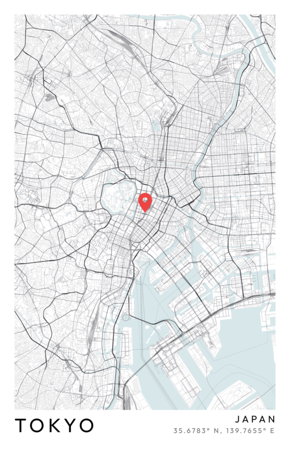 wallart map template with minimalist text on the bottom