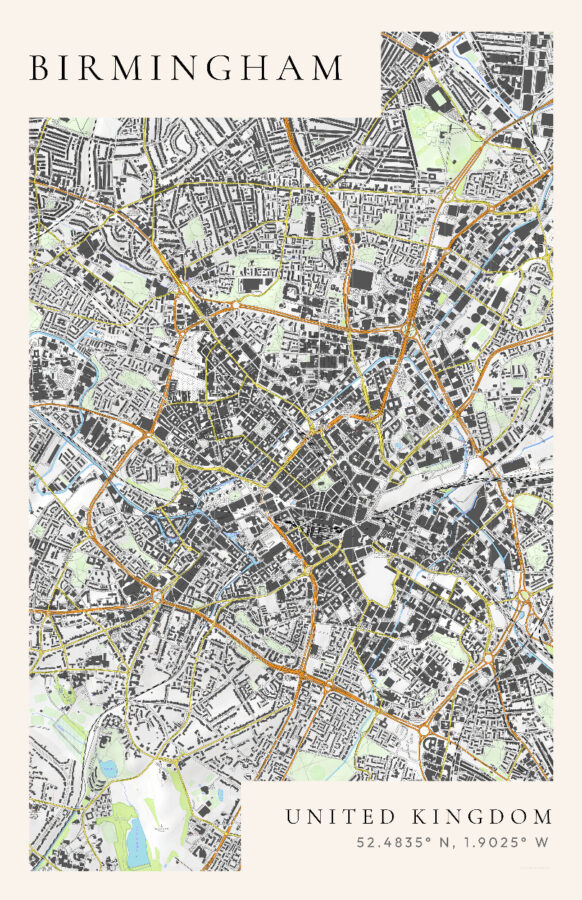 The Birmingham Urban Grid Print