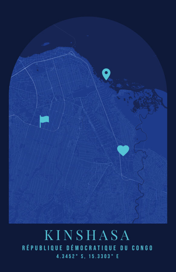 The Kinshasa Azure Archway Map Poster